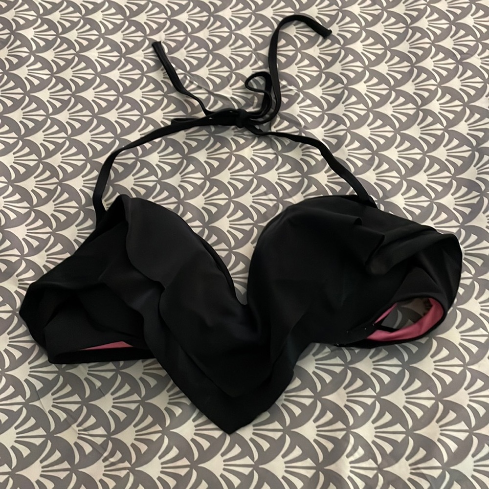 PINK by Victoria’s Secret Flounce Bikini Halter Top - Black, Medium